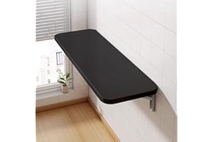 Kedia Ścienny składany stół jadalny, składany stół kuchenny, składany stół ścienny, stabilny składany stół ścienny z litego drewna (60 x 30 x 1,6 cm czarny)