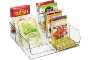 ‎MDESIGN mDesign Aufbewahrungsbox – stapelbares Ordnungssystem mit sechs Fächern zur Lebensmittelaufbewahrung – moderner Küchen Organizer für Tütensuppen, Gewürze etc. – durchsichtig