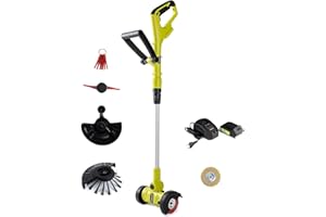 Baricus 3in1 Gartenprofi - Fugenreiniger Fugenkratzer - Rasen-Trimmer - Unkrautreiniger Bodenbürste - schneller Wechsel der Einheiten - Multifunktionell - B-Ware (Inklusive: Akku & Ladegerät)