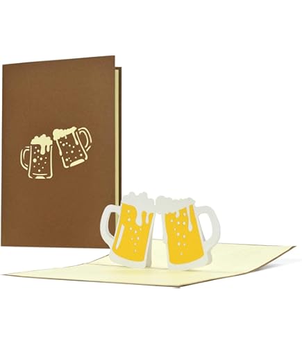 Kesote Pop-Up Geburtstagskarte Für Papa - 3D Bierglas & Flasche, 20x15 Cm (zugeklappt), 300 G/m² Papier