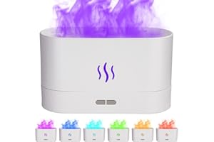 shnookz Flame Essential Oil Diffusers,180ml Flame Humidifier Aroma Diffuser with Flame Night Light, Aromatherapy Colorful Diffuser Fire for Home Office Bedroom with Auto-Off Protection (White)