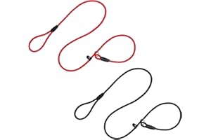 YNR 2 Piezas Correa de Entrenamiento de Perros, Correa Perro Adiestramiento, 150cm Anti-Tirón Correas de Adiestramiento, para Perros Pequeños, Medianos (Negro y Rojo)