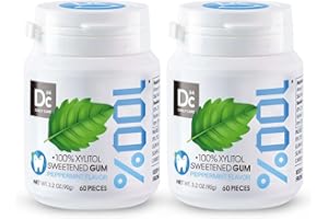 ‎DC24 DAILY CARE DC24 DAILY CARE 100% Xylit Kaugummi Pfefferminze, zuckerfrei & vegan ohne Titandioxid ohne Aspartam, 2 x 60 Stk Dose, BigPack mit 120 Kaugummis