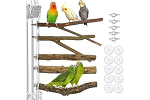BSSOWE 5 Stück Vögel Sitzstangen aus Naturholz, Vogel Spielzeug Sitzstangen Set, Sittich Ständer Spielzeug, 2 Holzstangen Y-Form 3 Sitzstangen aus Pfefferholz, für Graupapagei Ara Regenbogenlorikeet Bird