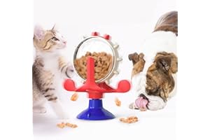 JASOYEPE Dog Puzzle Toys Spin Interactive Cat Slow Feeder,Creative Treat Dispenser for Pets IQ Brain Training Mental Enrichment,Reduce Boredom,Natural Foraging Skills for Smart Small and Medium Pets (Red)