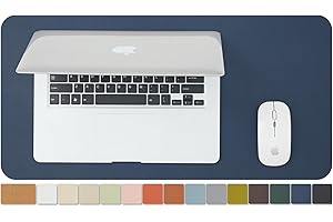 HOMIEAZICOZI Compact Cork Desk Mat - Small Dual-Sided Desk Pad for Office and Home - Desk Organization and Accessories - Ideal for Large Mouse Pad and Small Desk Mats on Top of Desks(Dark Blue,60cmx 30cm)