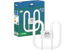 TBE LIGHTING Lampade a risparmio energetico CFL da 28 W 2D a 4 pin, lampadine fluorescenti DD, attacco base GR10q a 4 pin, lampada a lunga durata, luce diurna bianca 6500 K (unità singola)