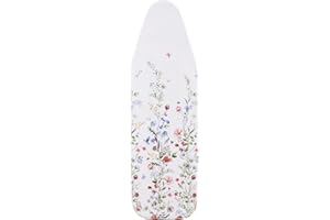 SHERWOOD Housse pour table à repasser 100 % coton avec feutre épais résistante aux brûlures et aux taches - Taille réglable (fleurs et papillons, 124 x 38 cm)