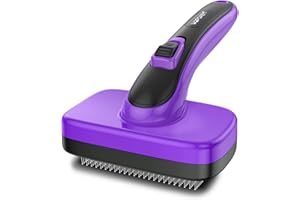 WOPQAEM Dogs Cats Self Cleaning Slicker Brush for Shedding & Grooming Any Breed of Pets, Removes Loose, Undercoat, Mats, Tangled Hair for Small Medium Large Animal With Long Short Fur Length, Purple