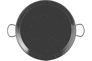 VAELLO CAMPOS VAELLO - Plat à Paella en Métal Émaillé - Plat de Cuisson Résistant - Accessoire Cuisine Extérieure Facile à Nettoyer - Poêle à Paella à 4 Poignées, Ø 80 cm