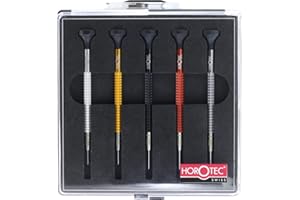 KD89 Zestaw 5 wkrętaków zegarowych z łożyskiem kulkowym - MSA01.020-A - (0.60, 0.80, 1.00, 1.20, 1,40 mm) - z aluminiowym korpusem - Swiss Made