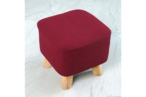 SJH Small Foot stool Cover,Non-slip Ottoman Slipcovers with Elastic Bottom,Stretch&Soft Square Mini Chair Cover,Home Footrest Protector(25-33cm)