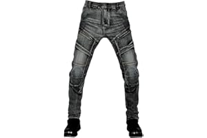 QIYUANT Homme Pantalon de Moto en Jean Kevlar Stretch Anti-déchirure Vintage Pantalon de Protection avec Homologué Amovible Améliorée Protéger Pads pour Racing Vélo