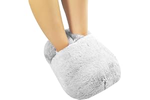 SUPERFA Rubber Hot Water Bottle for Feet, Feet Warmers for Women, Foot Warmer Slippers for Winter (Grey)