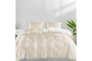 LINENWALAS 100% Organic Bamboo Double Duvet Cover Set with Zipper and Corner Ties, Soft, Cooling Bedding Set for Double Size Duvet, Perfect for Skincare (Double, Ivory/Off-White)