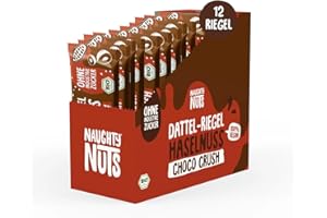 ROOBAR Naughty Nuts BIO Barritas de Dátiles con Avellanas y Chocolate – Veganas, sin Gluten, sin Azúcares Refinados – 12 x 30 g