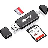 Vanja Lettore Schede SD/Micro SD, Adattatore Micro USB OTG e Lettore di Lchede USB 2.0 TF per con Computer/Android Smartphone