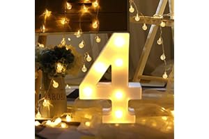 Guijiyi Lights Décoration LED Chiffres,Numéros Illuminés par LED,Marquee Light Sign Opérateur à Piles pour Réceptions de Mariage de Partie Maison de Vacances et Salle de Bain Bar la Mariée Décor(4)
