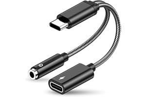SHUBEIEUMI Adattatore per Cuffie USB C e Ricarica, 2 in 1 Adattatore Jack 3.5 Sdoppiatore Cavo Aux Type C Audio Convertitore, per MacBook, Samsung Galaxy S23 S22 S21, Huawei