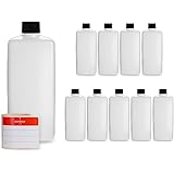 Octopus 10x 500 ml bottiglie in plastica, bottiglie in plastica HDPE con tappi a vite in nero, bottiglie vuote con coperchi a