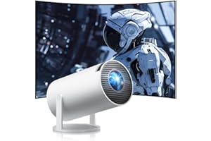 YEEFON Beamer, Mini Projektor 4k Unterstützt Pro WiFi6 und BT 5.0 mit Android OS 11.0, 180° Grad Drehung, Automatische Trapezkorrektur, 130-Zoll-Display, Outdoor Beamer, weiß