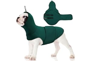 Hjumarayan Dog Coat - Anxiety Coats for Dogs, Stretchy Calming Jacket with Happy Hoodie, Anxiety Vest Comfy Dog Calming Jacket for Firework, Thunder, Sirens (Dark Green XS)