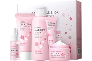 GROVL Skincare Set Skin Care for Teenage Girls Gift Set Facial Care Sets&Kits with Cleanser Toner Serum Eye Essence Serum Skin Essentials Travel Kit for Pores Blackheads Exfoliate (5PCS)