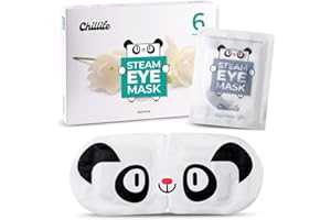 Chillife 5+1 Mascara de ojos con fragancia a jazmín I Antifaz cálido para relajación, spa, bienestar I Ideal para ojos secos, hinchados y ojeras I Mascara de vapor con diseño de panda
