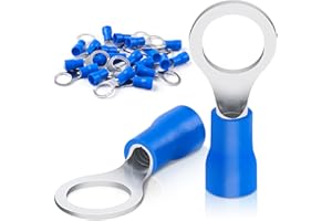 Bolatus 20 szt. końcówek kablowych oczkowych 1,5-2,5 mm², Ø otworu, M8, częściowo izolowane, PCW, oczka do kabli z czerwonej miedzi, ocynkowane (niebieskie)