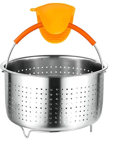 REDANT Stainless Steel Steamer Basket & Strainer For Instant Pot 3 Qt - Vegetable Steamer With Silicone Gloves