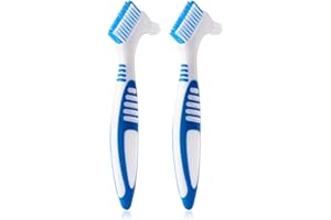 Annhua 2 Denture Brush with Double Side Soft Bristles, Denture Cleaning Toothbrush for Cleaning Denture, Retainers,Invisible Braces