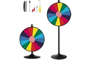 SOARS Ruota della Fortuna 24'', 14 Shot, da Tavolo e Terra con Altezza Regolabile, con Pennarello e Cancellino Riutilizzabile, Base Stabile, per Feste, Carnevale e Ferie (Ø60 cm, 80-148cm)