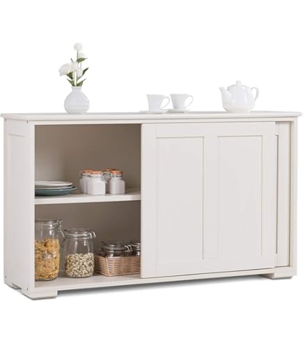 Dolamaní Küchenschrank Buffet 140cm Mit LED - Moderne Vitrine Mit Schubladen