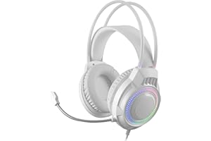 Mars Gaming MH124, Auriculares Gaming FRGB Rainbow, Diseño Ergonómico, Micrófono Flexible, Control de Volumen, Windows, Linux, Mac, PS4, PS5, Xbox One, Xbox Series X|S, Switch, Switch 2, Blanco