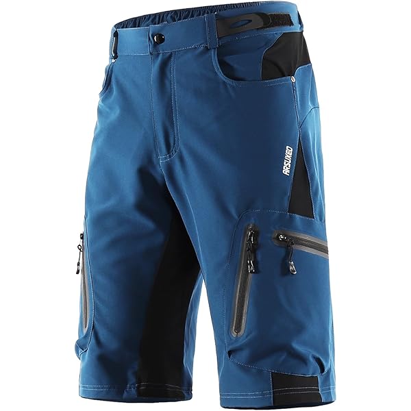 ARSUXEO Fietsbroek voor heren, losse pasvorm, fietsbroek met vochtafvoerende tailleband 2006, Zwart, S