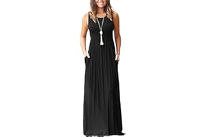PCEAIIH Women's Casual Sleeveless/Long Sleeve Maxi Dress Loose Long Dresses with Pockets