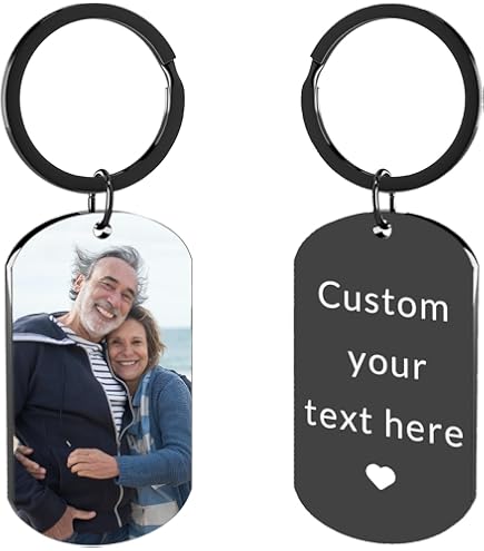 Personalized Master Llavero Con Colgante De Corazón Con Foto Y Calendario De Fecha Personalizado Para Parejas Amantes, 1 Foto Negra