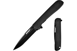TONIFE Guidingstar Klappmesser mit Taschenclip, Rutschfeste EDC Einhandmesser, 8Cr14MoV Klinge und G10 Griff für Outdoor Camping Messer (Schwarz + Schwarz Titan)