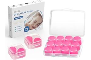 GUKOY Silikonowe zatyczki do uszu do spania, wielokrotnego użytku, wodoodporne, z redukcją szumów, zatyczki do uszu do spania, koszenia, pływania, samolotów, koncertów, 27 dB, najwyższy SNR (różowe)