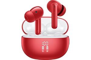 VEKJ AI Language Translation Earbuds Real Time, Supports 164 Languages with AI App, 3-in-1 Bluetooth 5.4 Translator Earbuds with 7 Trans Modes, 42H Translation Device fit Business/Travel, Red