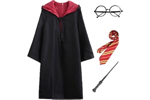 CULTURE PARTY Girls Boys Halloween Costume for Kids, Wizard Fancy Dress Cloak Robe Halloween Costume for Kids with Accessories