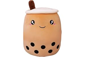 BAIYSFFG Cute Cartoon Boba Milk Tea Soft Plush Doll, Giant Boba Bubble Plushie Stuffed Tea Cup Pillow Gift Toys(Brown,25CM) (Brown-24cm)