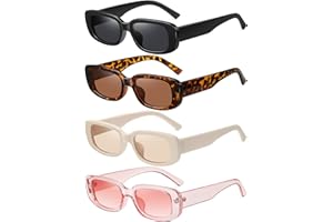 Ougenni Sunglasses Womens Rectangle Trendy Sunglasses Vintage Sunglasses 90s Retro Y2K Fashion Sunglasses for Women Men Sunglasses Pack