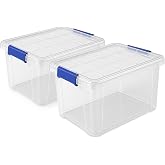 TIENDA EURASIA &ndash; Plastic Storage Boxes | Pack of 2 | PP Plastic | Transparent | With Lid | Airtight Side Pressure Closures Bl