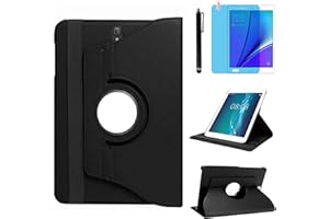 R.SHENGTE Custodia per Samsung Galaxy Tab S3 9.7 pollici 2017 (SM-T820 SM-T825) - Rotazione di 360 gradi Custodia protettiva completa per supporto,Con Penna Stilo, Pellicola Per Schermo (Black)