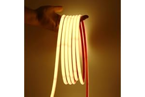 XUNATA Tira de LED COB 220V con Cinta Adhesiva, Alto Brillo 240 LED/m, IP65 Impermeable, Corte de 10cm, Luz de Cuerda Flexible con Alimentación (Blanco Cálido, 4m)