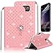 Produktbild Galaxy S7 Edge Hülle,Samsung Galaxy S7 Edge Handyhülle,S7 Edge PU Leder Schutzhülle,Pershoo [Strass Diamant mit Kette] [Schön Rosa]PU Leder Flip Case im Bookstyle Wallet Folio Cover Ledertasche Schutzhülle Case Tasche mit Standfunktion und Karte Halter Magnetverschluss Glänzend Rhinestone Kristall Crystal Strap Chain Etui Bumper Hülle für Samsung Galaxy S7 Edge + 1 x Frei Displayschutzfolie-Rosa