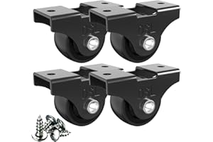 DSL DAILY SUPPLY LTD. DSL Heavy Duty Caster Wheels Set of 4 - 25mm Rubber Wheels for Furniture - Black, Up to 60KG + Free Fitting Castors