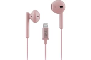 T'nB - Ecouteurs Filaires, Connecteur Lightning, Semi Intra Auriculaire, Son Stéréo, Microphone Intégré, Casque Compatible pour Apple iPhone/iPad, Certifiés MFI– Rose