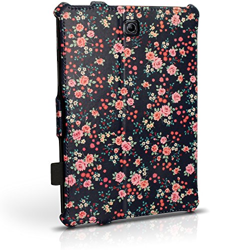 igadgitz Pink Rosen Blumen Muster PU Ledertasche Hülle Cover für Samsung Galaxy Tab S2 8“ SM-T710 mit Multi-Winkel Betrachtungs + Auto Sleep/Wake + Handschlaufe + Displayschutzfolie - 2